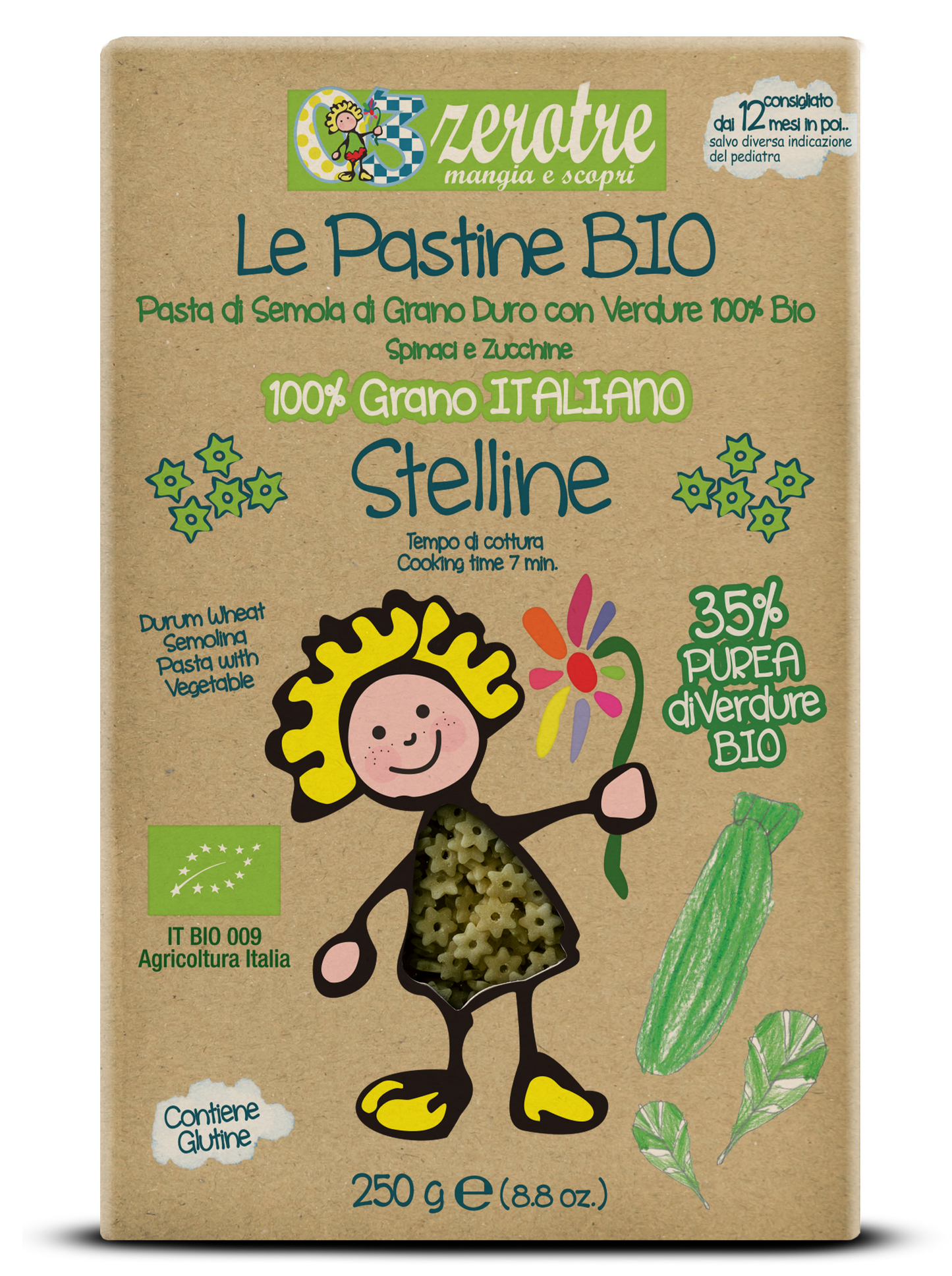 Pasta biologica per bambini per pappe naturali per bambini. Emblema del baby food italiano.
Organic pasta for babies for natural baby meals. An emblem of Italian baby food