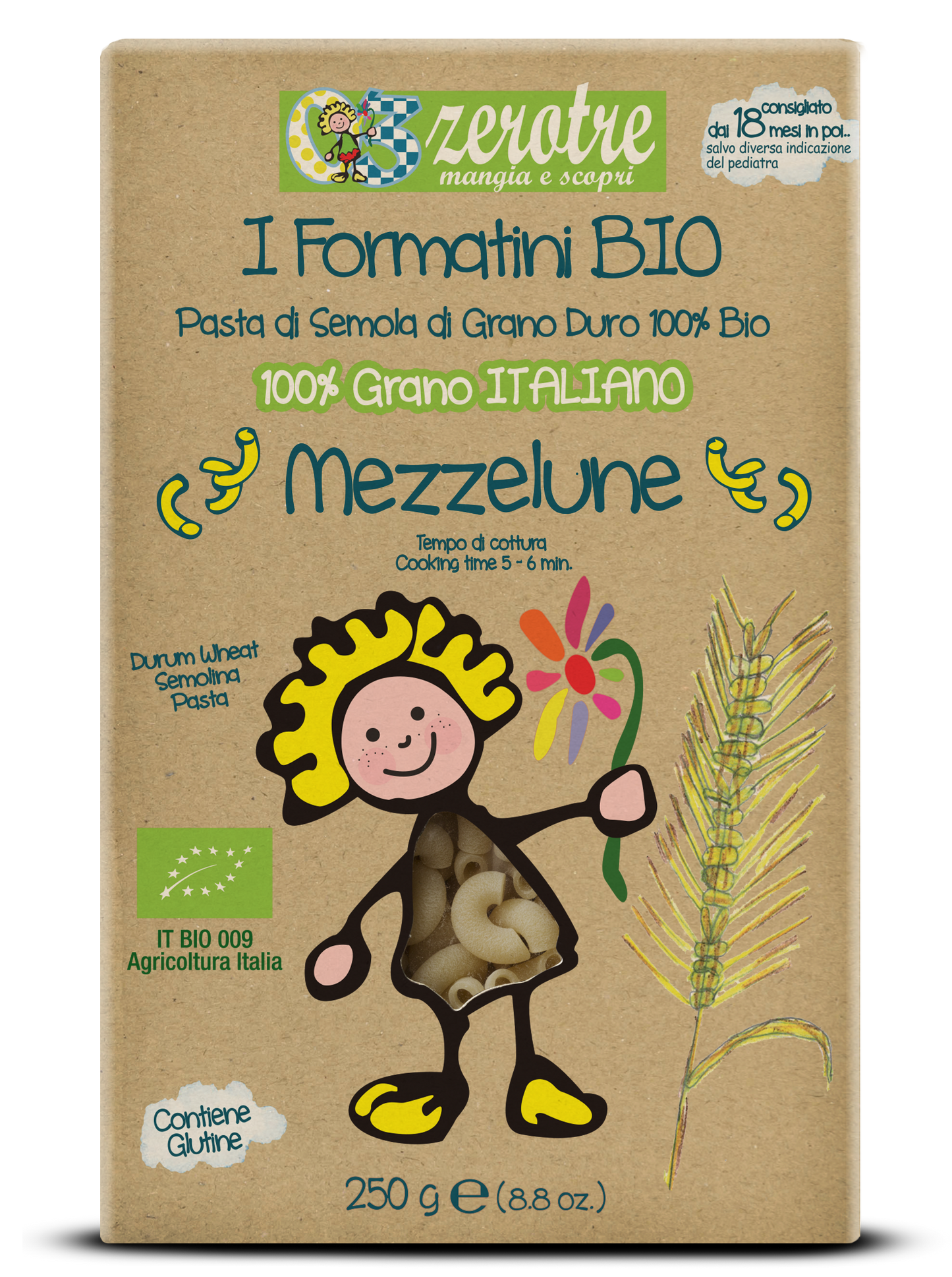 Perfetta per alimentazione infantile, fatta con ingredienti biologici, grano italiano . Cibo italiano autentico per bambini.
Perfect for infant nutrition, made with organic ingredients and Italian wheat. Authentic Italian food for babies.
