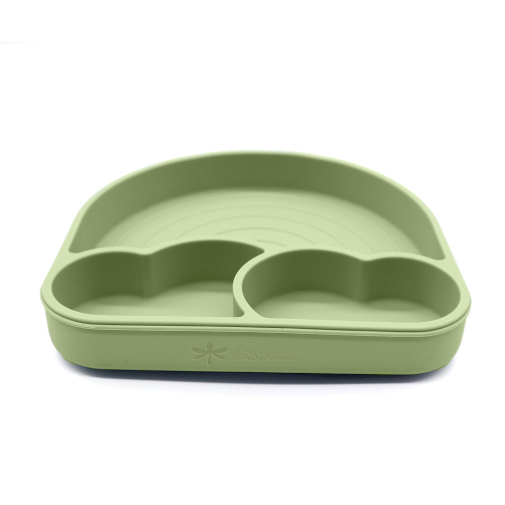 Piatto Rainbow Bèbeboom in silicone a tre scomparti a forma di arcobaleno