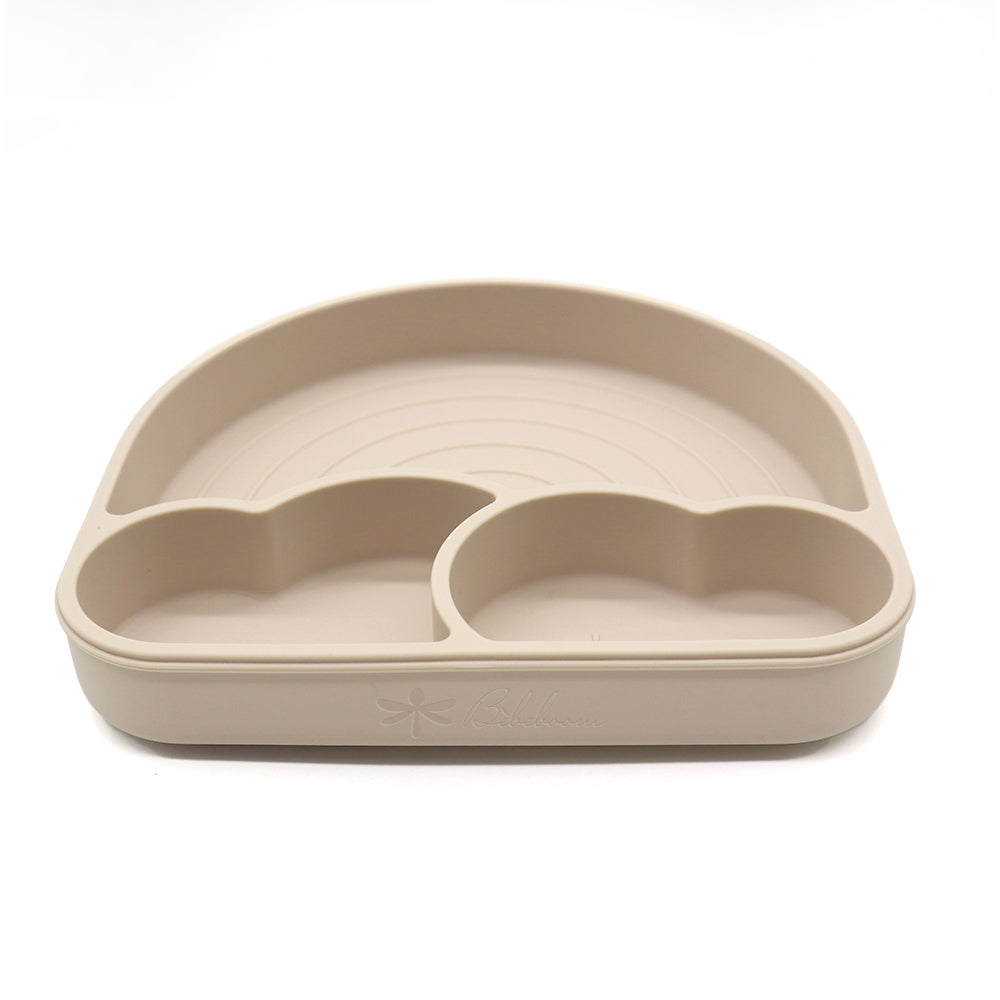 Piatto Rainbow Bèbeboom in silicone a tre scomparti a forma di arcobaleno