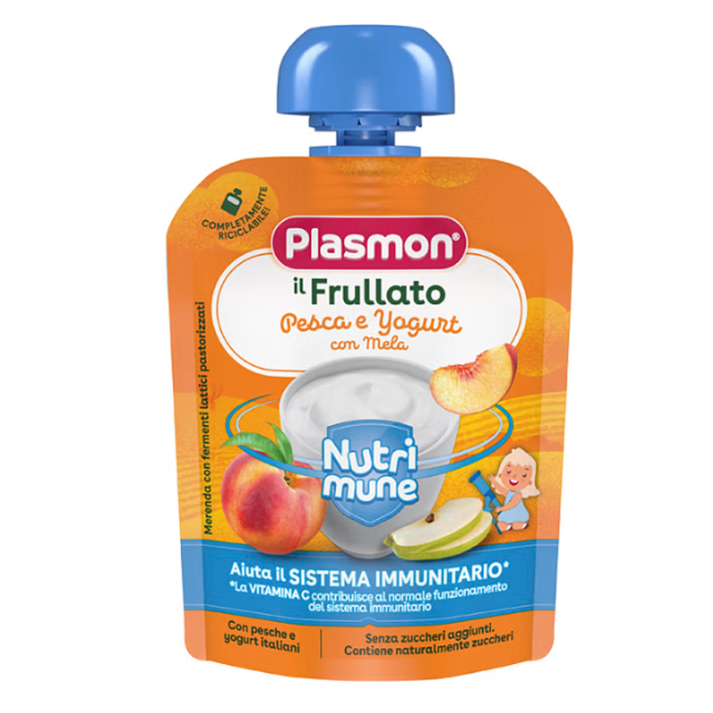 Frullato pesca e yogurt con mela pouch da 85 gr.