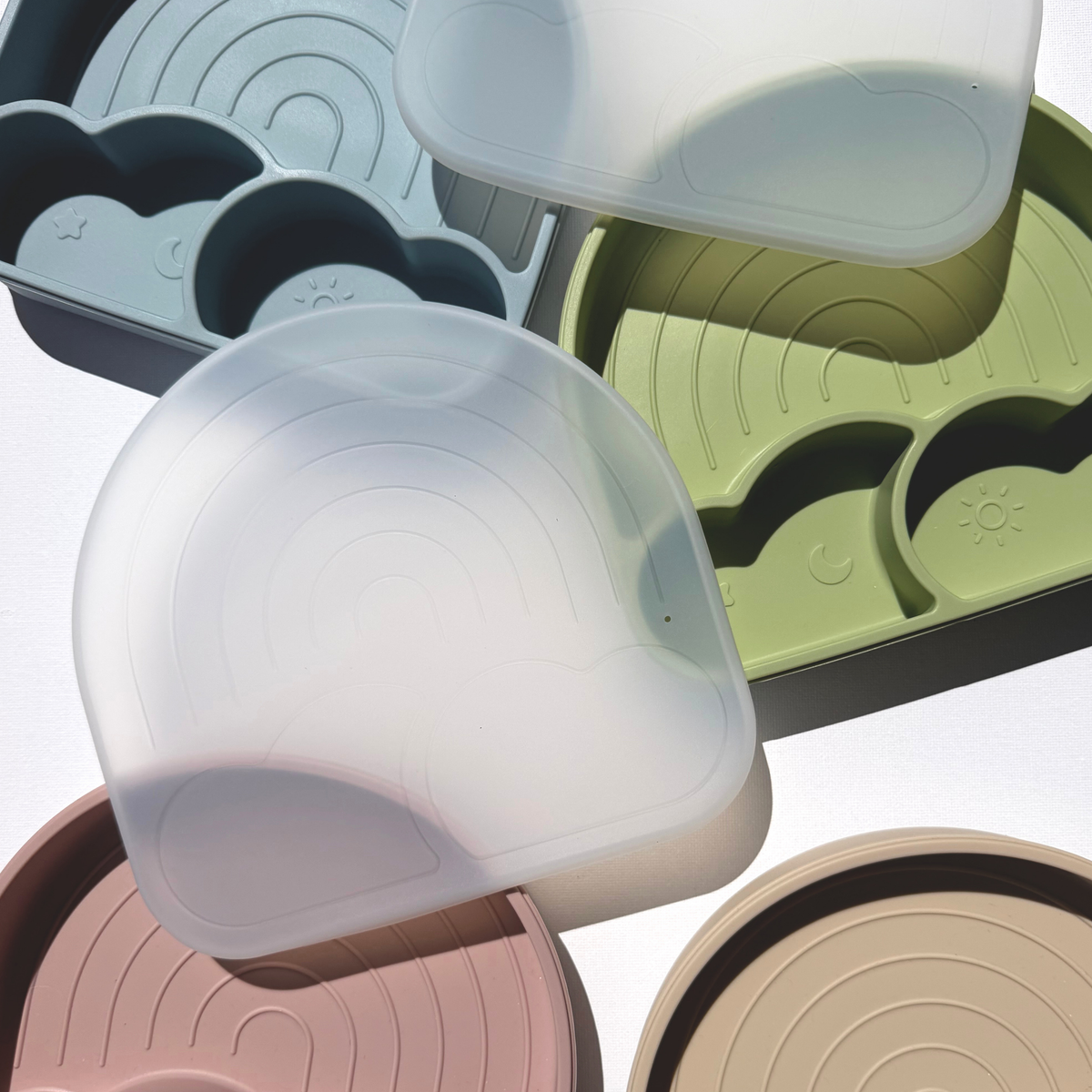 Piatto in silicone con scomparti e coperchio Rainbow Arcobaleno