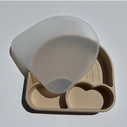 Piatto in silicone con scomparti e coperchio Rainbow Arcobaleno