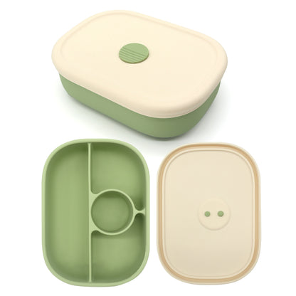 Compatta, leggera e super pratica
Facile da pulire, anche in lavastoviglie.

Tre scomparti per separare cibi diversi, promuovere un’alimentazione equilibrata e stimolare l’interesse visivo del bambino.

Coperchio ermetico a pressione, perfetto per conservare la freschezza e prevenire fuoriuscite, adatto a microonde

Base antiscivolo per una maggiore stabilità durante il pasto, anche quando il piatto è su un seggiolone.silicone alimentare di alta qualità . silicone alimentare di alta qualità