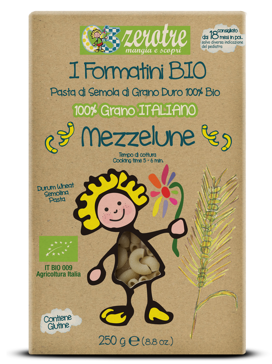 Perfetta per alimentazione infantile, fatta con ingredienti biologici, grano italiano . Cibo italiano autentico per bambini.
Perfect for infant nutrition, made with organic ingredients and Italian wheat. Authentic Italian food for babies.
