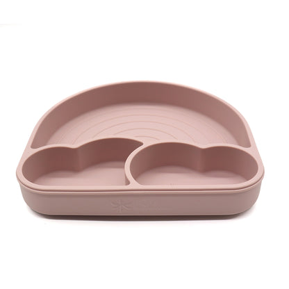 Piatto Rainbow Bèbeboom in silicone a tre scomparti a forma di arcobaleno