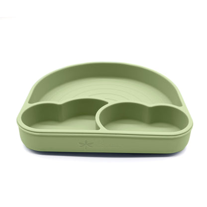 Piatto Rainbow Bèbeboom in silicone a tre scomparti a forma di arcobaleno