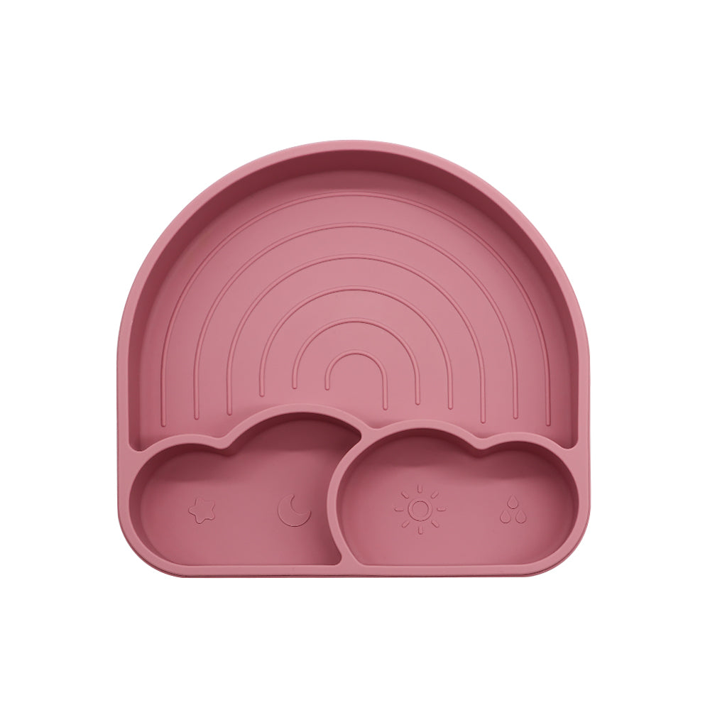Why choose the Rainbow Plate in silicone BLW :
Silicone plate with three compartments: perfect for varied and balanced meals.

Anti-slip suction base: ensures stability and safety during mealtime.

Ergonomic and sensory design: raised silicone details (sun, moon, raindrops, star) to stimulate touch and sight.

Easy to clean: dishwasher-safe and heat-resistant.

Ideal baby weaning accessory: supports babies in developing independence and self-feeding skills.

