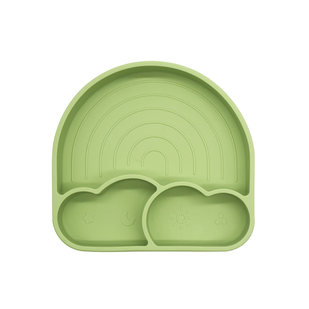 Rainbow Plate in silicone a tre scomparti – sole, luna, stella e gocce di pioggia
Il piatto in silicone per bambini a tre scomparti è progettato per rendere il momento della pappa sicuro, pratico e divertente. Con i suoi rilievi raffiguranti sole, luna, stella e gocce di pioggia, questo piatto stimola la curiosità del bambino e trasforma ogni pasto in un’esperienza sensoriale unica.

Realizzato in silicone alimentare certificato,  morbido, resistente e dotato di ventosa antiscivolo, ideale per svezzamento