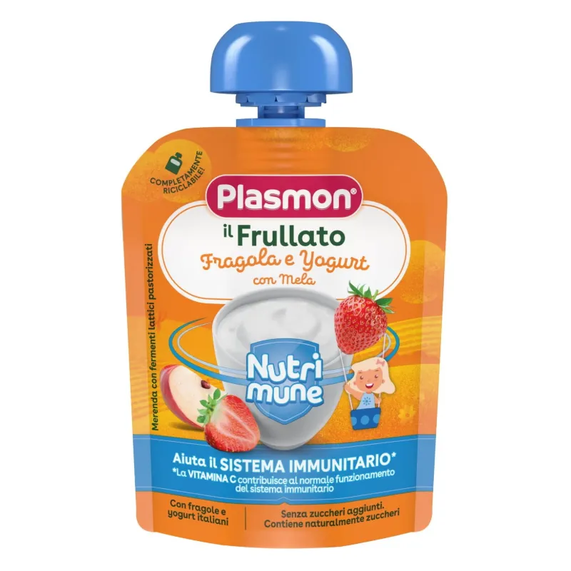 Il Frullato Nutri-mune  fragola  e yogurt con mela pouch da 85 gr.